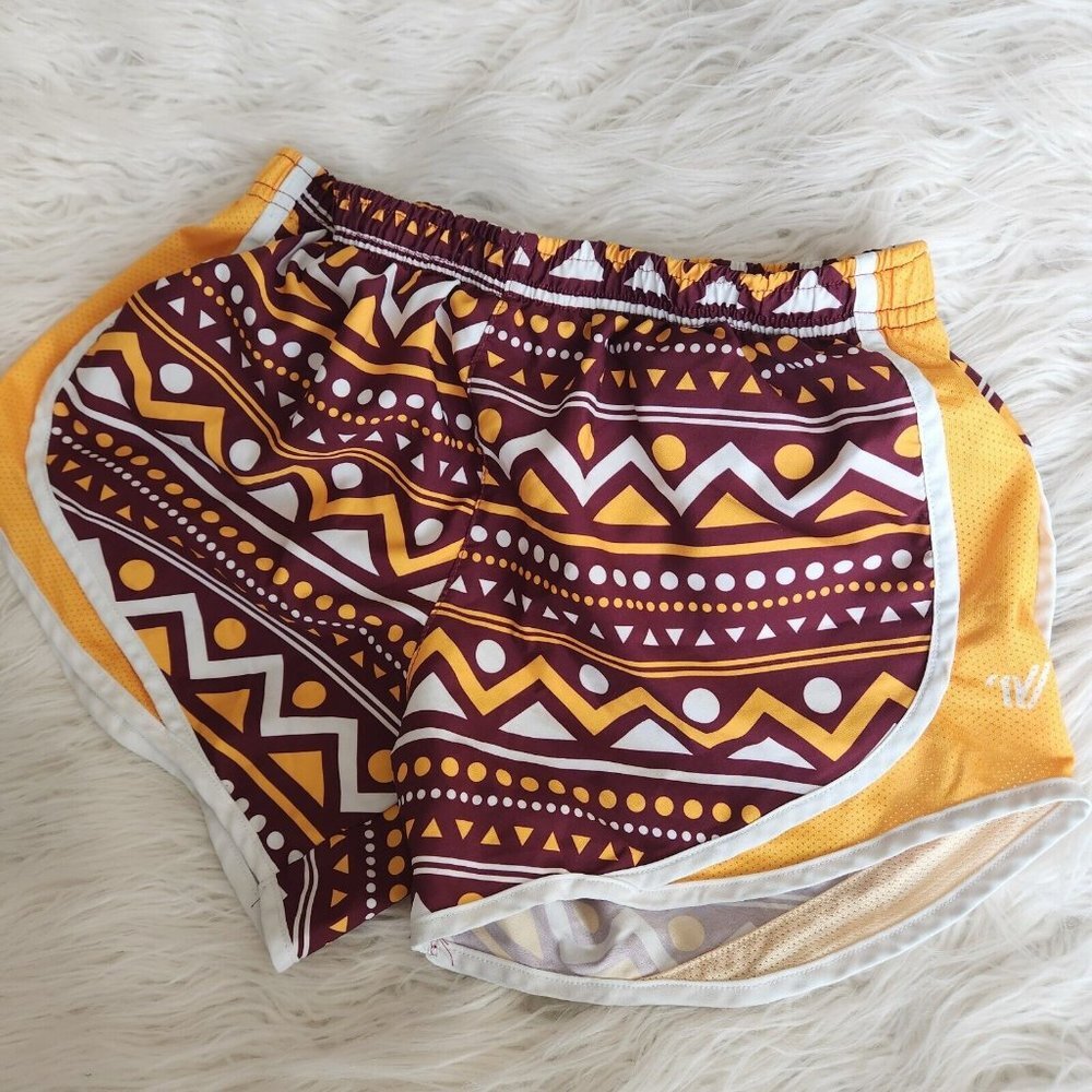 Varsity Athletic Running Shorts Womens XS‎ Chevron Polka Dot Vented Lined